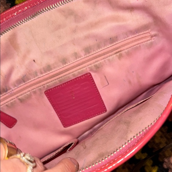 COACH Valentines Day Special Edition Pink Embossed Leather Shoulder Tote Vintage - Picture 5 of 6